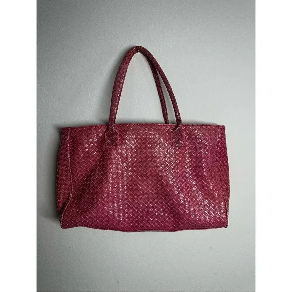 Pink Large Capacity PU Portable Shoulder Bag Tote